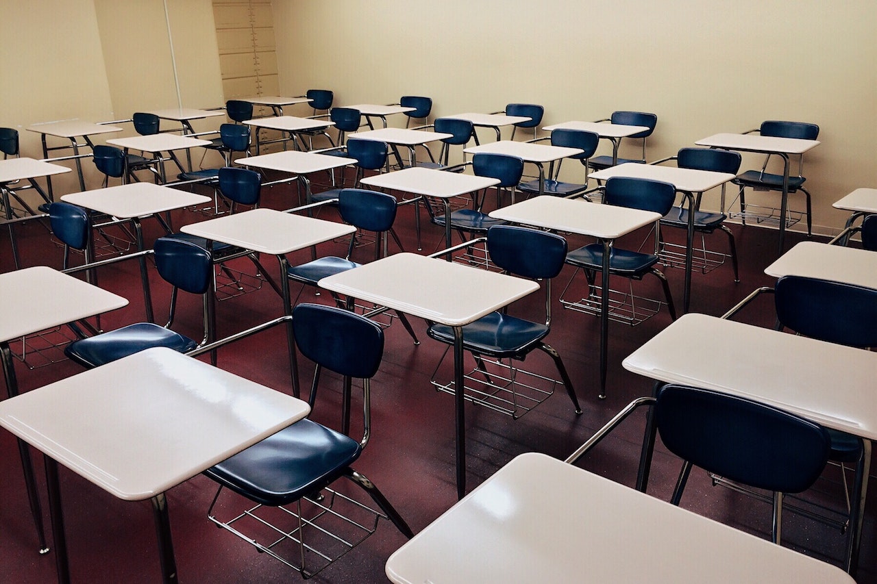 Empty classroom of desks