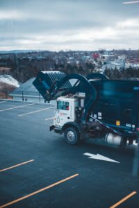 Trash truck collecting to keep the community clean